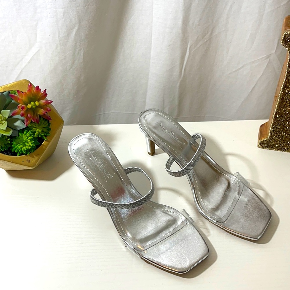 Low Metallic Mule Heels